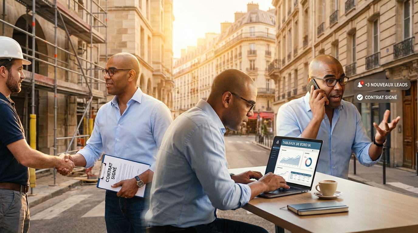 Stéphane se démultiplie : sur le terrain, au téléphone, devant ses dashboards IA