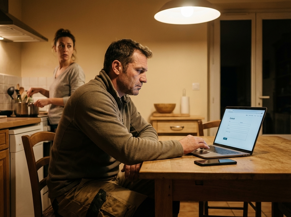 Un couvreur frustré devant son site web sans demandes de contact