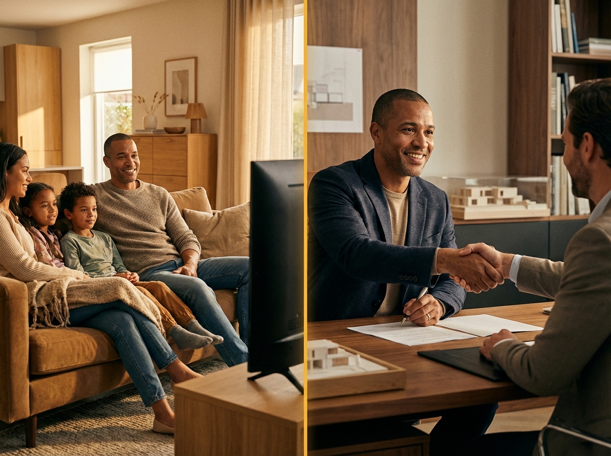 D'un côté il profite de sa famille, de l'autre il signe un gros contrat — le système travaille pour lui